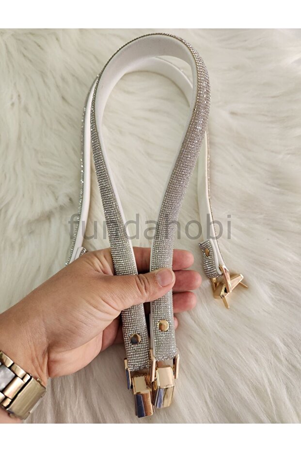 Stoned Evening Dress Strap -White