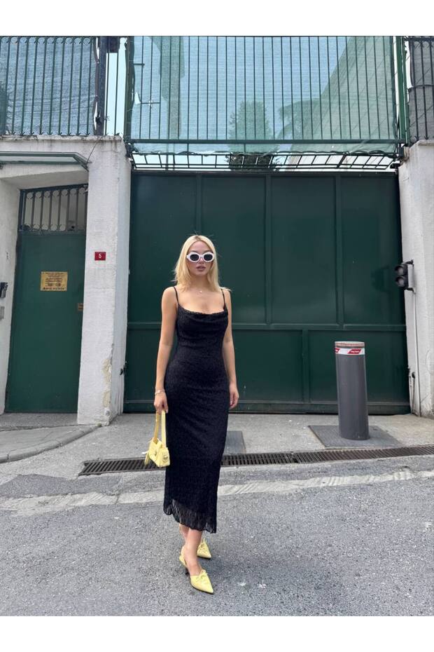 Dantelli Midi Elbise - 1