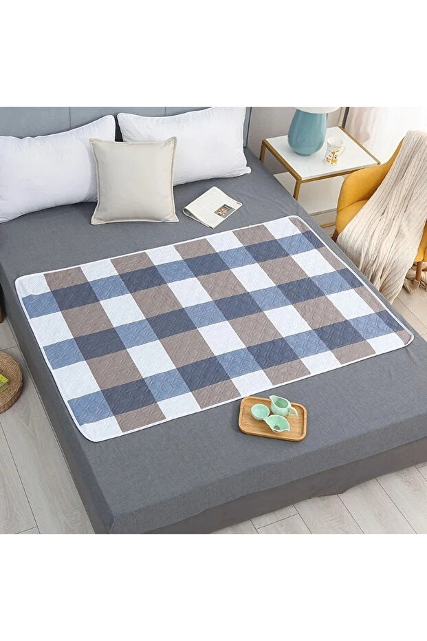 120cmx150cm Blue-White 150/120/70Cm Large Washable Mattress Waterproof Bed Under Pad Chucks Pads wit