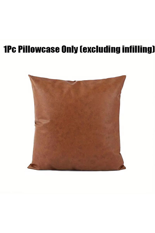 450*450mm Brown 1pc Faux Leather Throw Pillow Covers Thick Large Decorative Modern Boho Farmhouse L