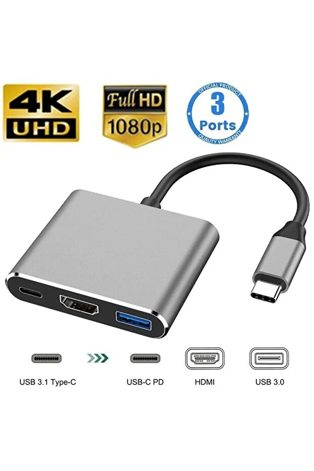 3 in 1 USB C Hub 8In1 7in2 7in1 Type C 3.1 To 4K HDMI Adapter with RJ45 SD/TF Card Reader PD Fast Ch