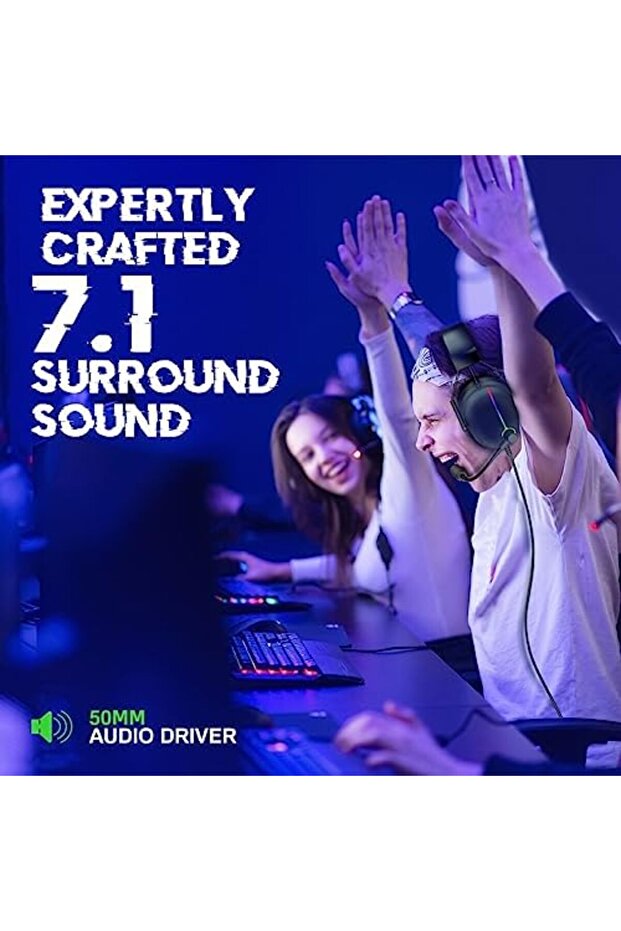 Wired Gaming Headset, High-Performance 7.1 Surround Sound Over-Ear with Noise Cancelling Mic, - 2