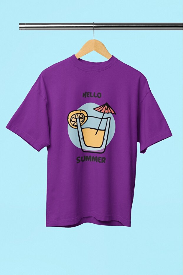 Men/Women Summer and Lemonade Transfer Printed Round Neck Short Sleeve T-Shirt