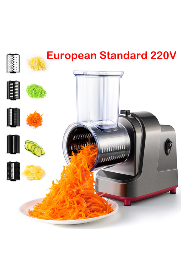 EU 220V LMETJMA 250W 5 in 1 Electric Vegetable Slicer Shredder Automatic Salad Shooter Machine Chees