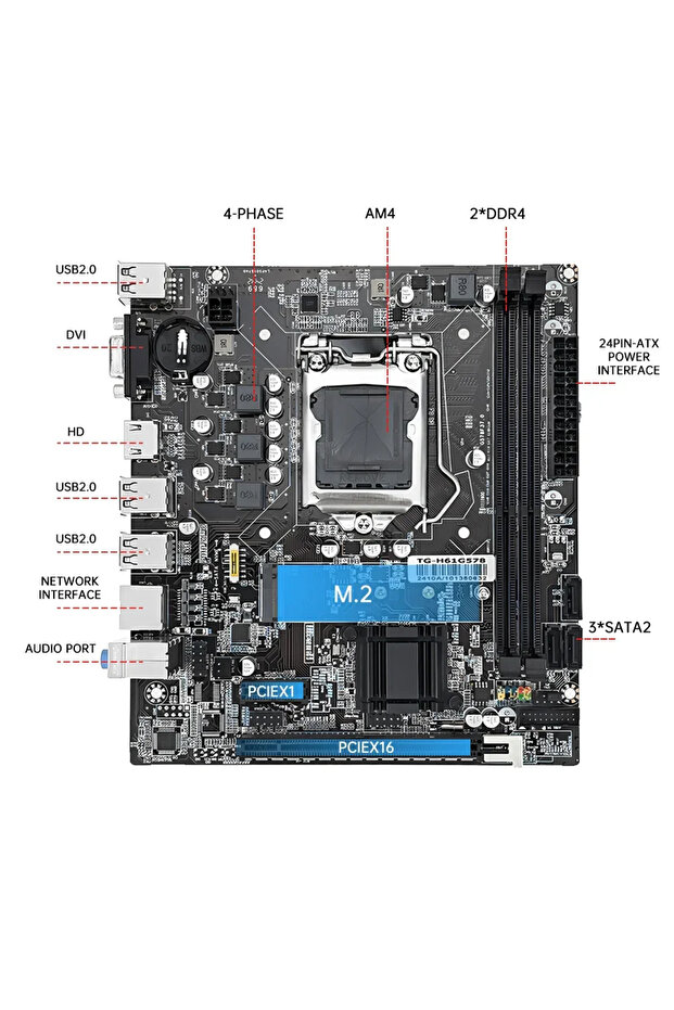 Motherboard+CPU+RAM SOYO H61 Gaming Motherboard Kit with Intel LGA1155 CPU i5 2500 DDR3 (8GB*2) 16G - 5