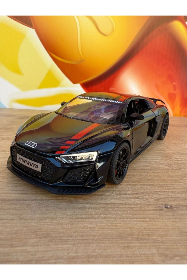 1:24 Audi R8 Diecast Model Car Black Audi Car Opened Doors Pull Release Model Car with Sound Light