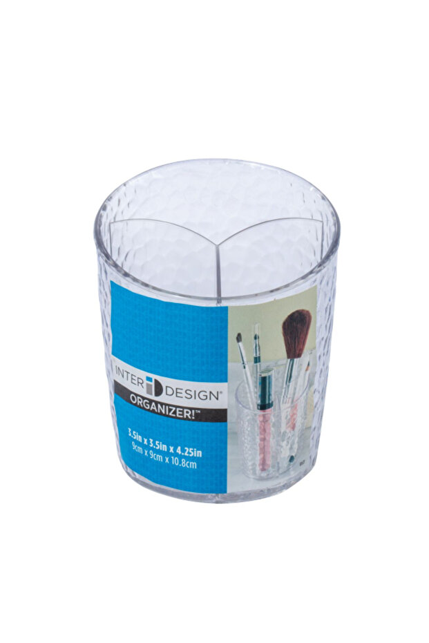 منظم أكواب مستحضرات التجميل المصنوع من البلاستيك المتين والمكون من 3 أقسام، بتصميم مقاوم للمطر - 1
