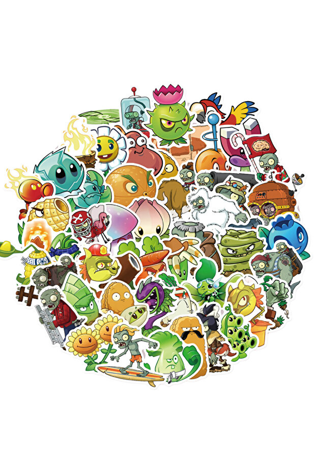 50pcs 50Pcs Cartoon Cute Classic Game Plants Vs Zombies (PVZ) Water Bottle Storage Box Sticker Mobil