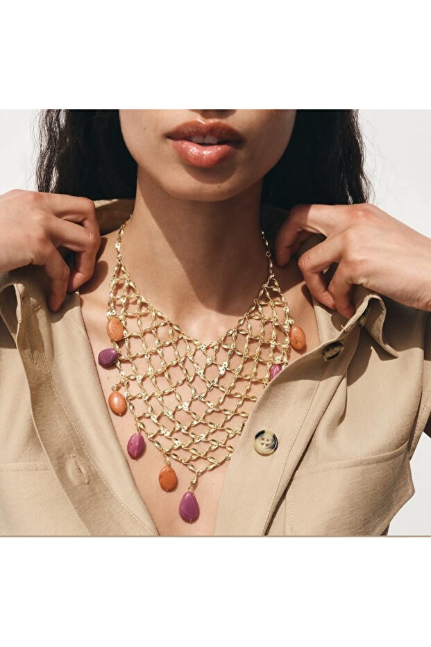 Marka kolye turuncu mor - 2