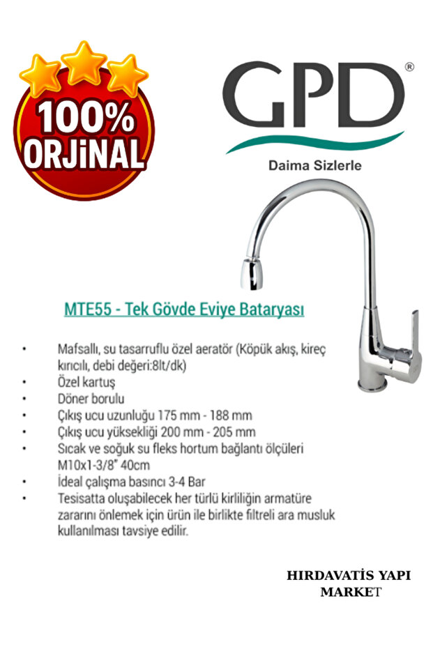 Solus MTE55 Tek Gövde Eviye Bataryası - 4