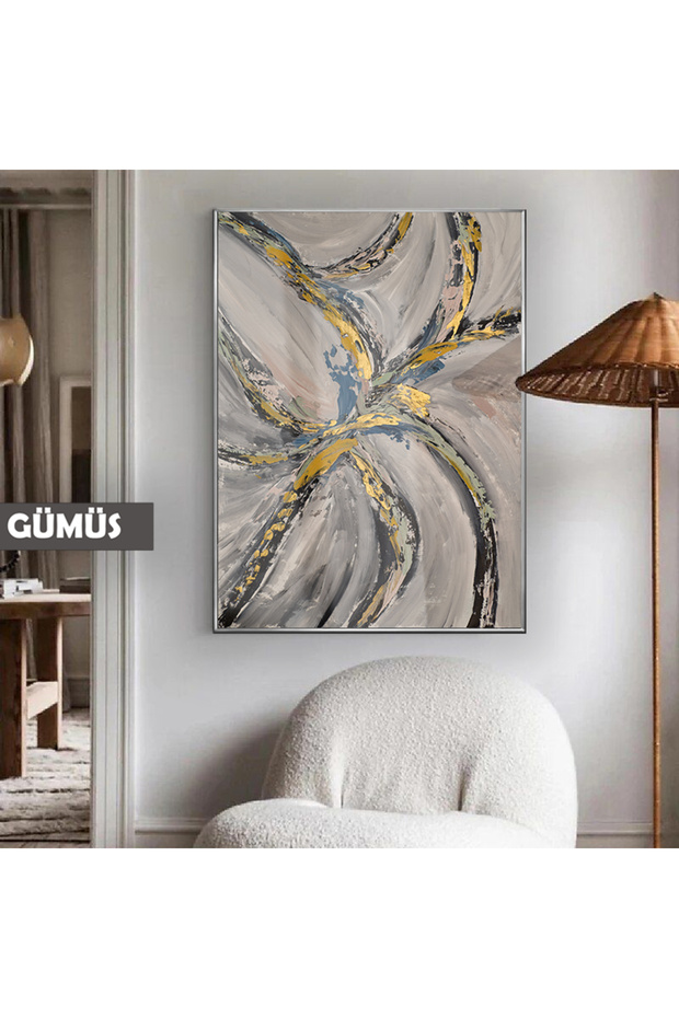 Amazing | Gray-Gold Color Flower Macro Pattern 01 | Framed Tempered Glass Table Single Vertical