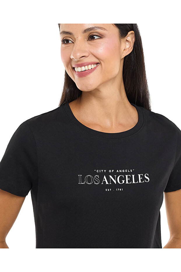 Black LADIES BASIC GRAPHIC TEE 8-18 - 3