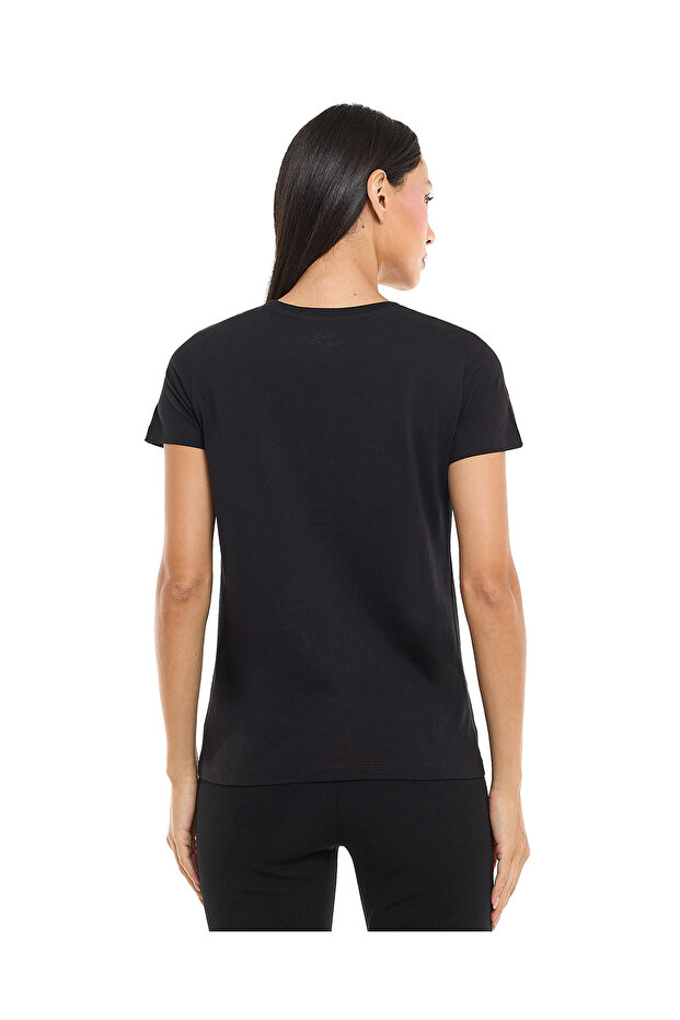 تي شيرت نسائي أسود برسومات أساسية مقاس 8-18 - 3