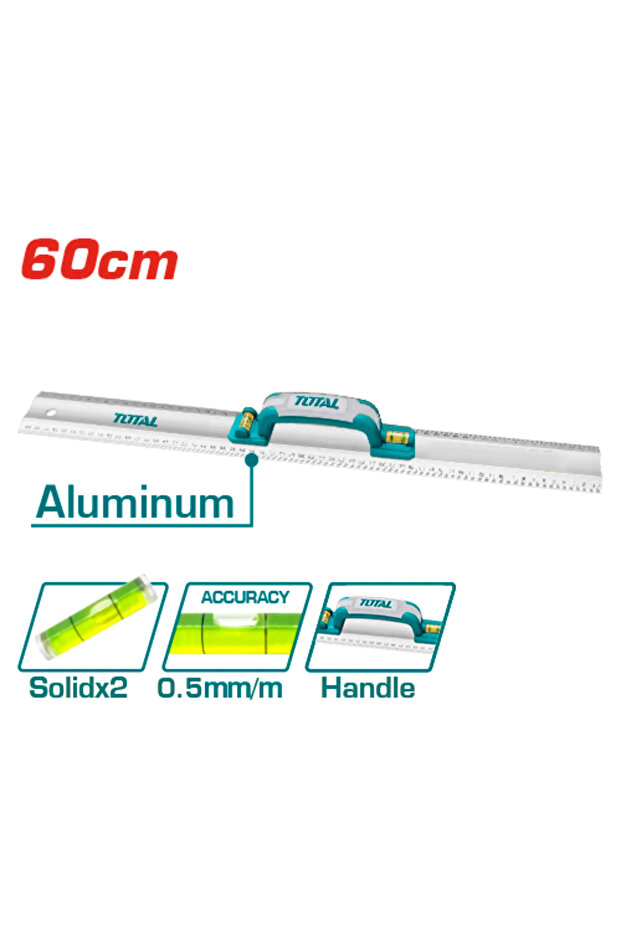 مسطرة معدنية مع ميزان ماء 60cm توتال Tmt222606