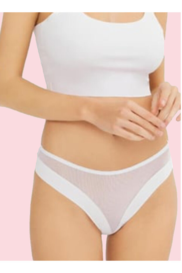 Laser Cut Tulle Detailed Bikini Panties