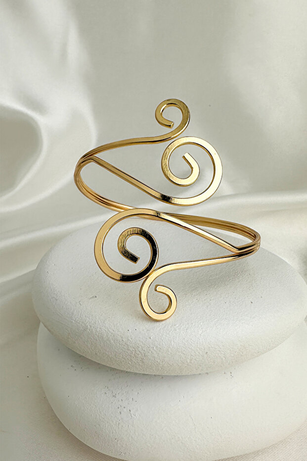 Gold Color Spiral Motif Adjustable Arm Accessory (Diameter: 9cm)