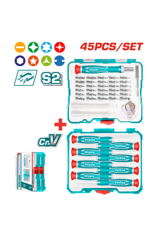 طقم مفكات براغي 45pcs/set توتال Tacsd30456 - 1