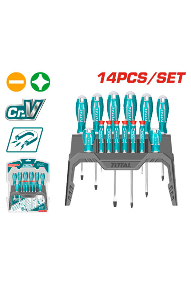 مجموعة مفكات على استاند 14pcs/set توتال Tht250614