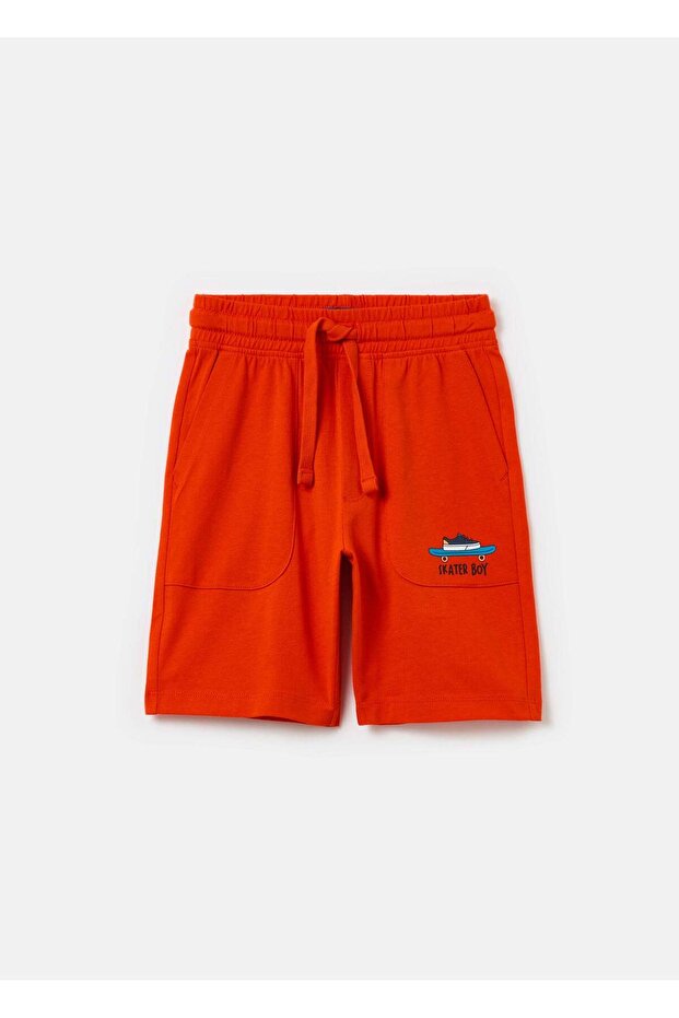 Fleece Bermuda Shorts With Drawstring And Print