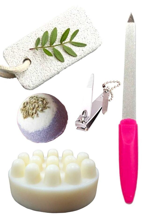 5-Piece Foot Peeling Care Relaxing Nature Goat Milk Soap Moisture Ball Soothing Pedicure Set