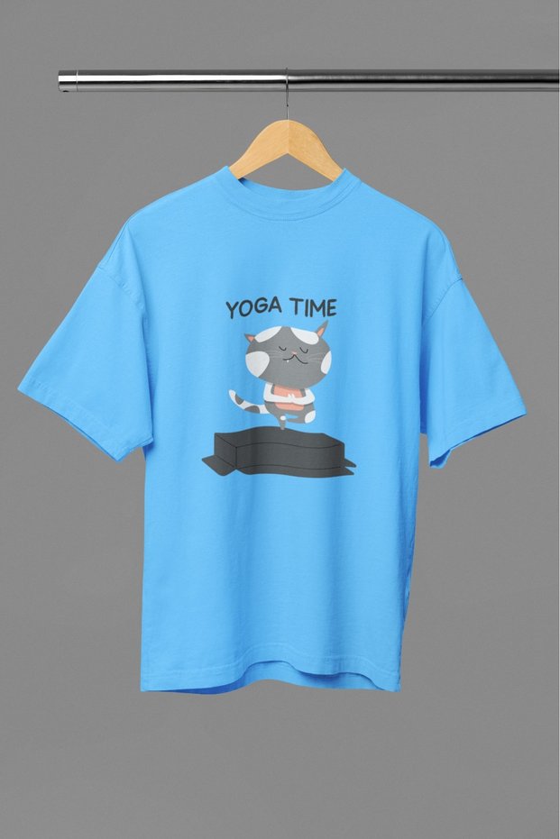 Men/Women Yoga Time Transfer Printed Round Neck Short Sleeve T-Shirt