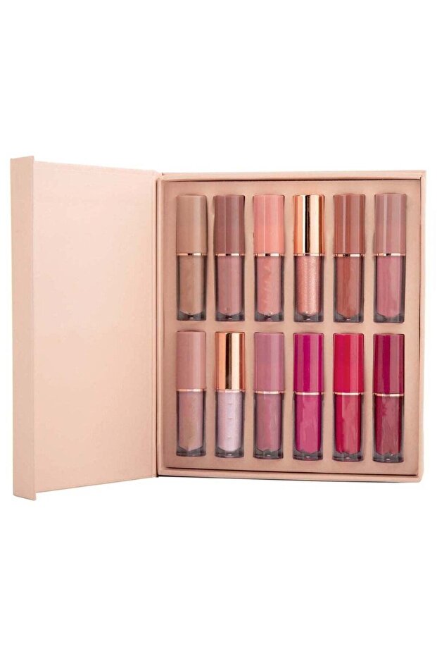 12-Piece Book Lipstick Set Matte & Soft Matte Lip Gloss