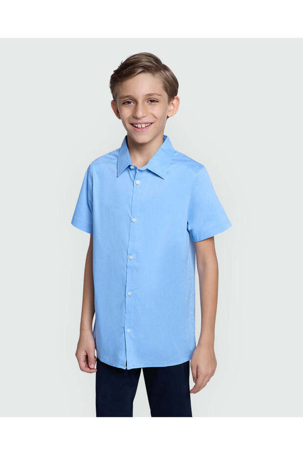 Boys’ Short Sleeve Shirt In Placid Blue
