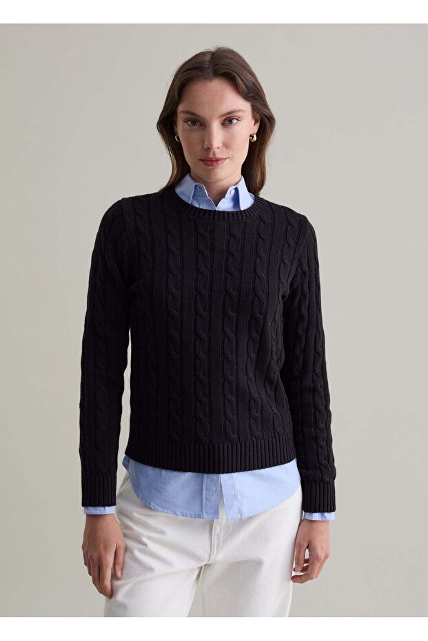 بلوفر مضلع بتصميم محبوك بالكابل - 2