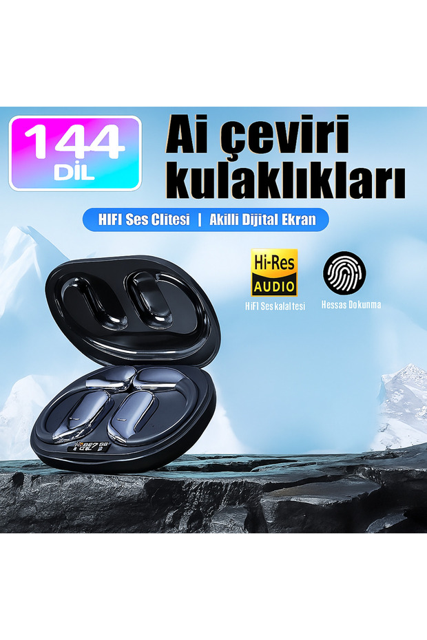 Gerçek Zamanlı 144 Dilde Çeviri Destekli Akıllı Kablosuz Kulaklık Tercüman Kulaklık - 1