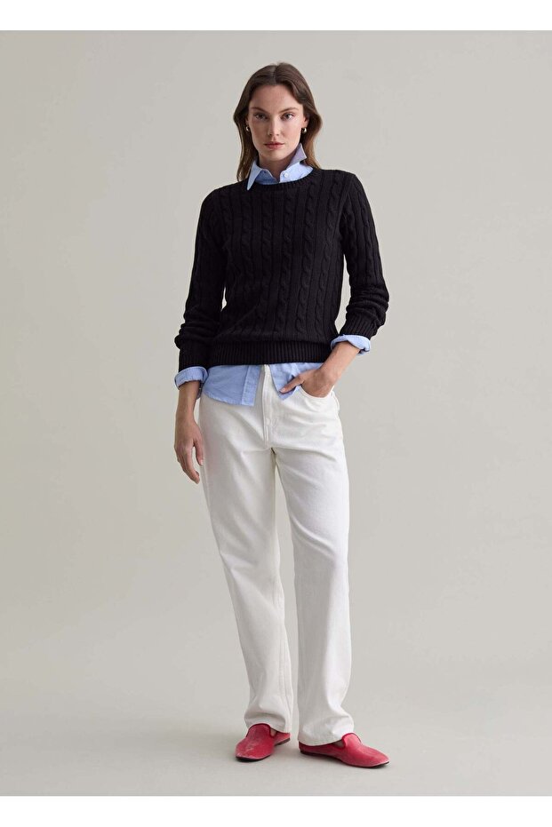 بلوفر مضلع بتصميم محبوك بالكابل - 1