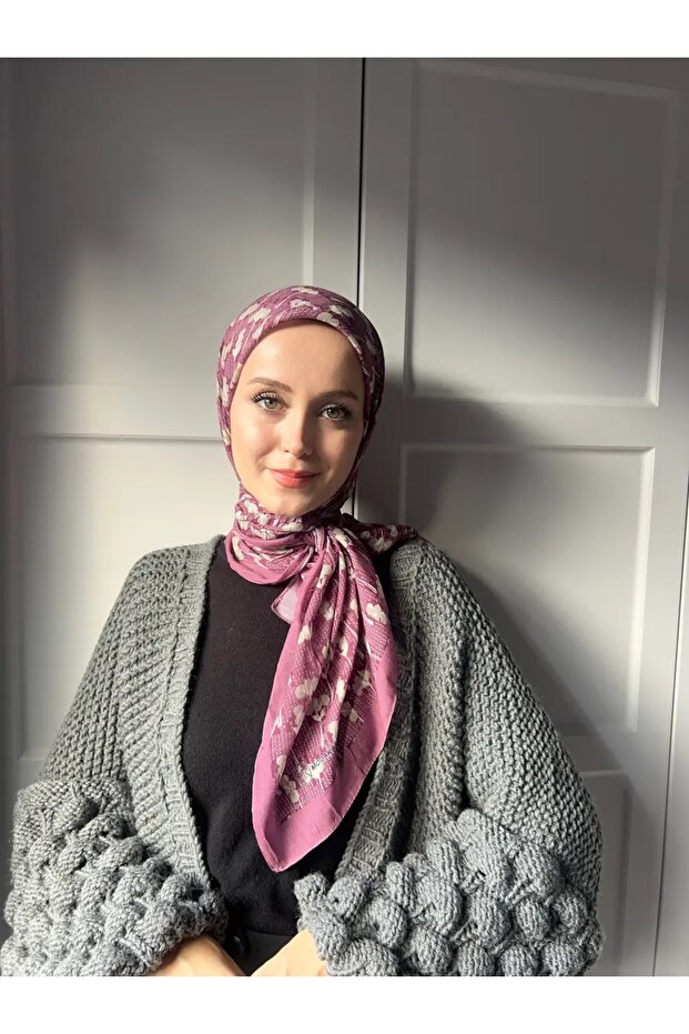 Çiçek Baharı Desen Bambu Eşarp - 1