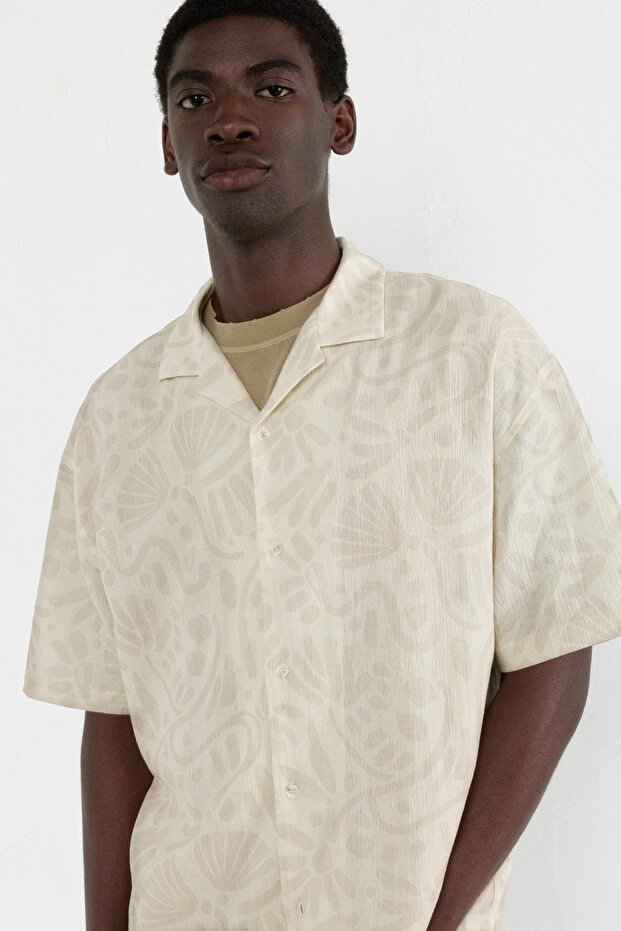 Baskılı kısa kollu gömlek - 5