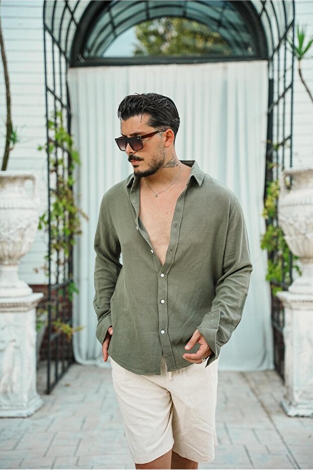 Regular Örme Gömlek Haki - 4