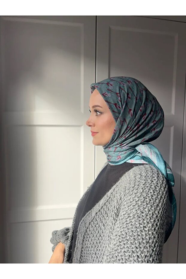 Çiçek Baharı Desen Bambu Eşarp - 1