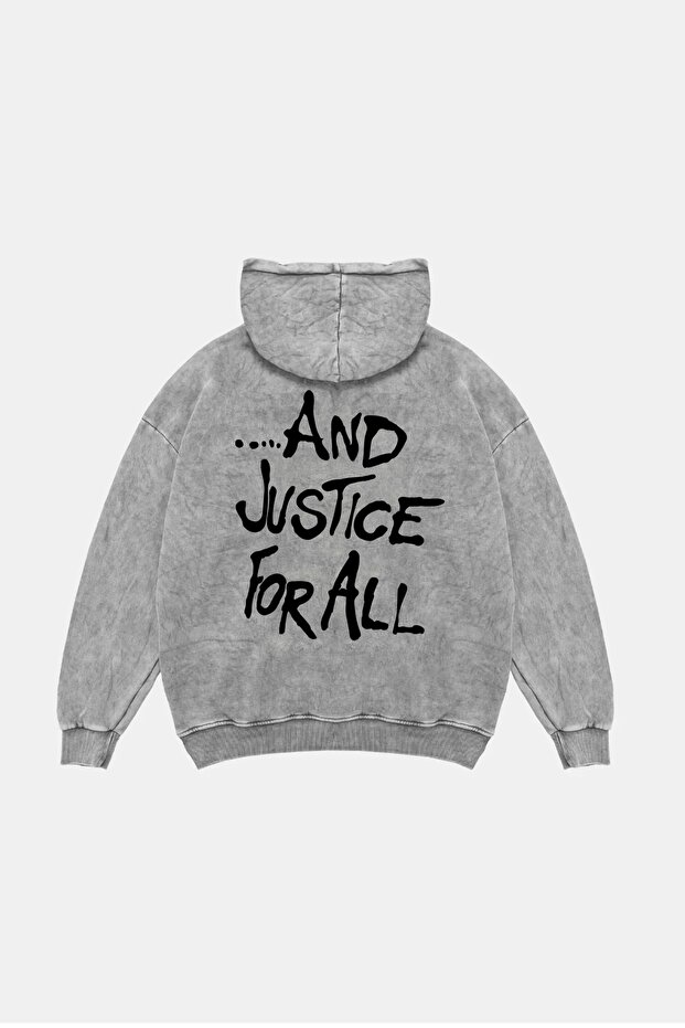 Metallica and Justice for All Oversize Unisex Washed White Hoodie