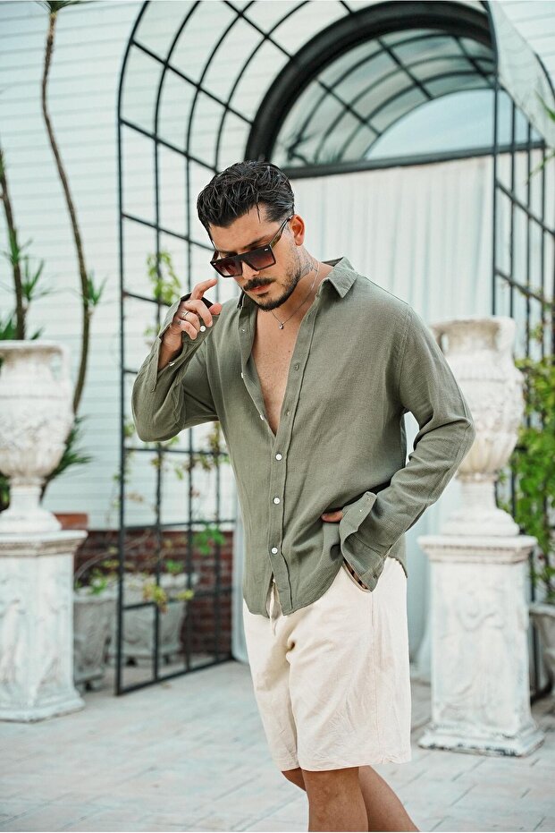 Regular Örme Gömlek Haki - 5