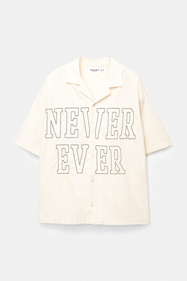 Yazılı kısa kollu gömlek - 6