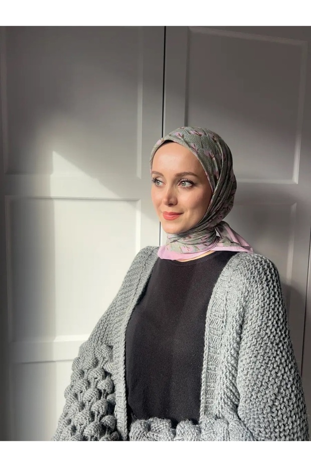 Çiçek Baharı Desen Bambu Eşarp - 2