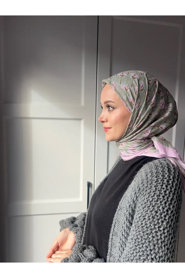 Çiçek Baharı Desen Bambu Eşarp - 3