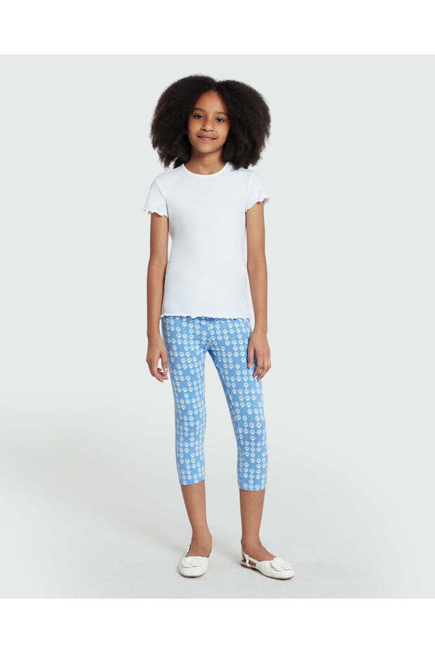 Cropped Leggings In Cornflower Blue