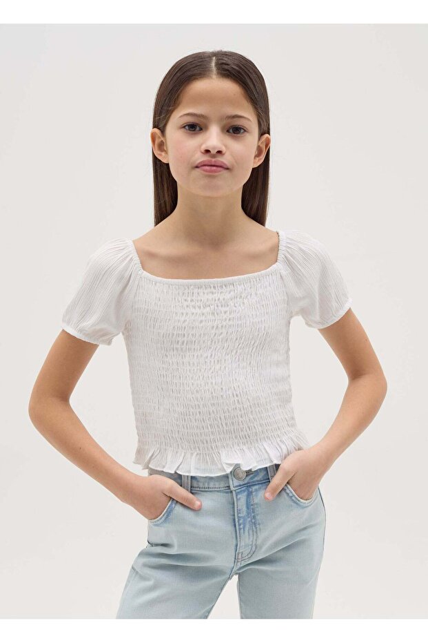 Crêpe Blouse With Shirring
