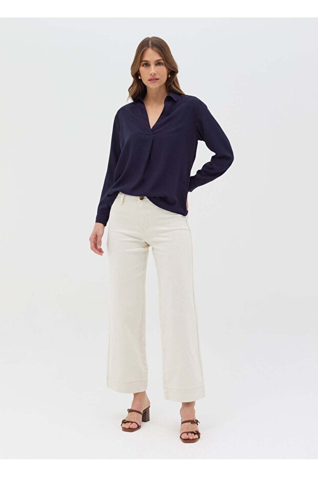 Viscose Blouse With V Neck