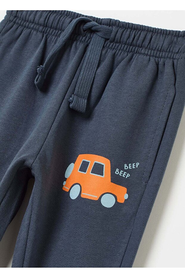 Fleece Joggers With Drawstring And Print - 3