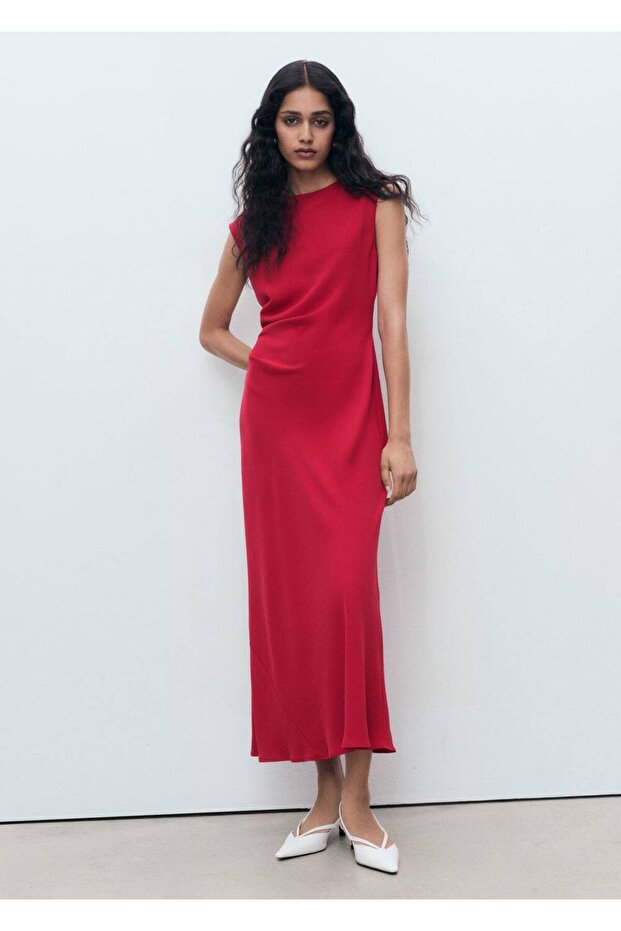 Büzgülü midi boy elbise - 2