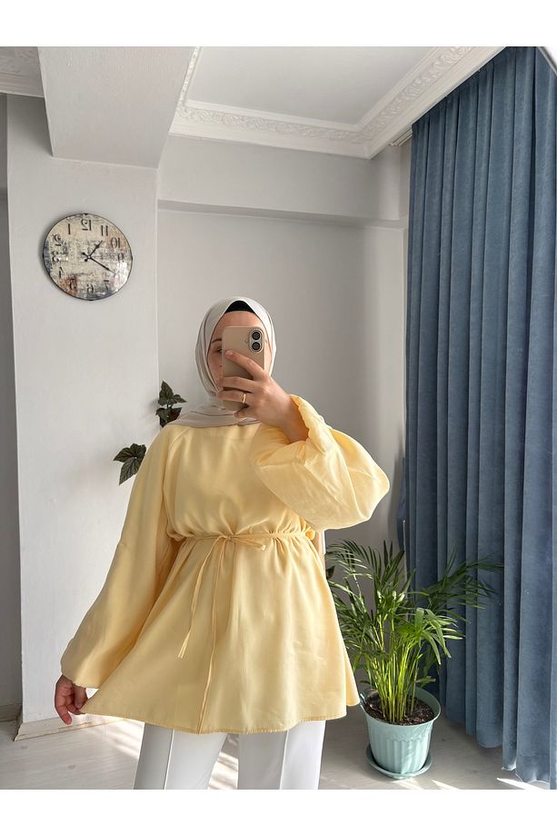 Modal Kumaş Balon Kol Tunik - 1