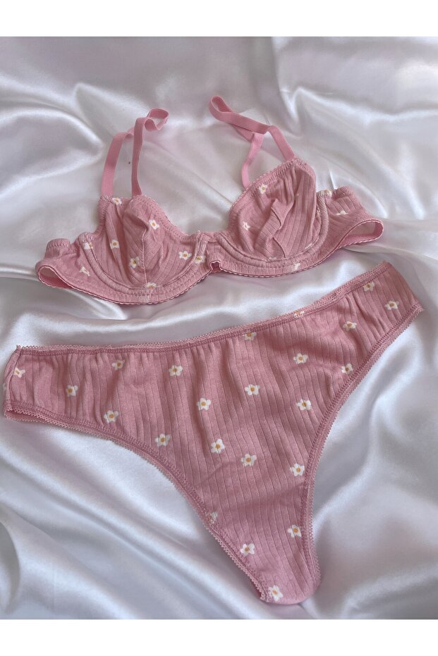Pink Daisy Bralet Takımı
