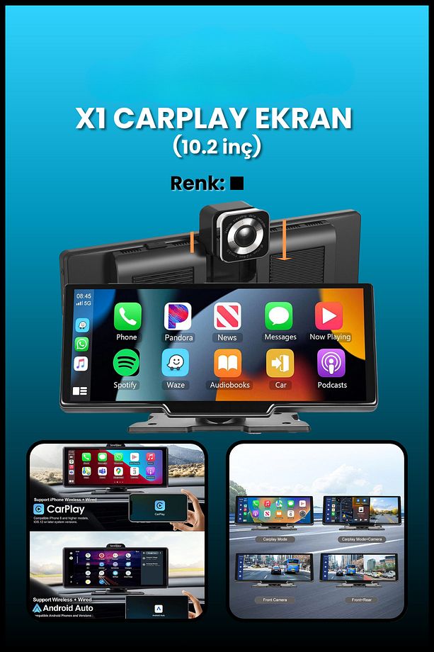 4K 10.26 İnç Cam DVR Dokunmatik Ekran Araba Ses Sistemi Carplay Android Auto CarPlay Monitörü - 1