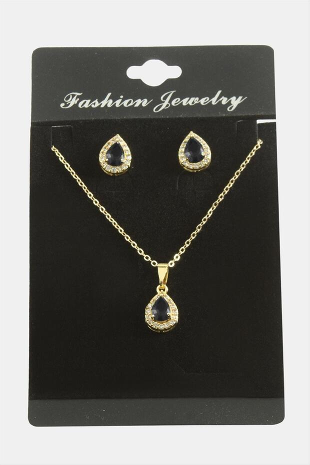 Drop Zircon Stone Set Necklace