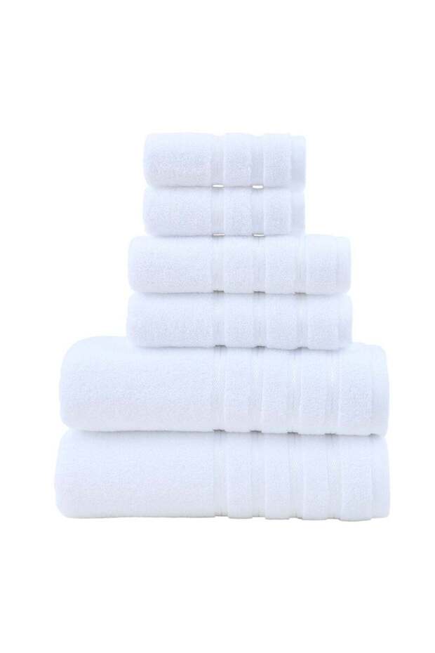 6-Piece Pure Cotton Bath Towel Set Twill White