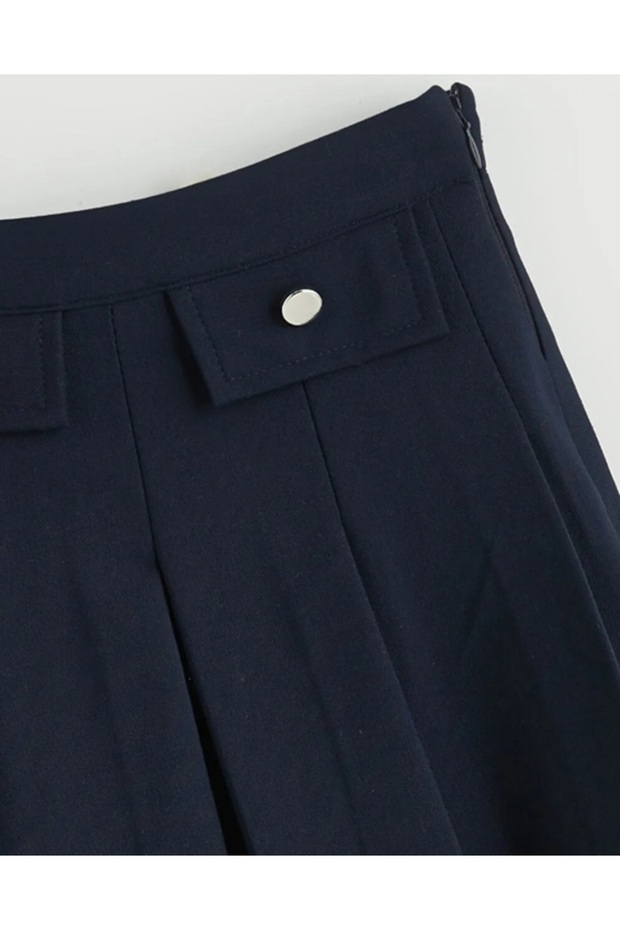 Mider Lacivert Basic Gabardin Kız Çocuk Şort Etek - 2